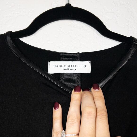 Harrison Hollis Black‎ Faux Leather Insert Mini Dress Size Small - Picture 5 of 6